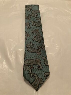 Brioni Teal green  Paisley Men's tie Hand made in Italy - current